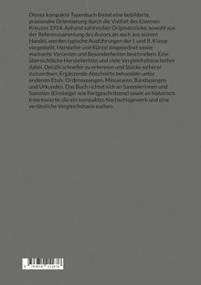 Ein beschreibendes Buch über das Eiserne Kreuz 1914, mit Originalstücken und Herstellerlisten für Sammler. Unten ein Barcode.