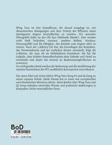 Ein Text über Wing Tsun, beschreibt Techniken und Unterrichtsmethoden der Kampfkunst. Unten ein Preis und Barcode.