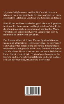 Ein Text beschreibt "Virginia Enlightenment", die Geschichte eines Mannes auf einer Reise zu spiritueller Erfahrung.