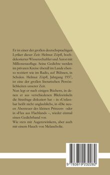 Ein Text beschreibt Helmut Zöpfl als bedeutenden Lyriker, gefolgt von einem Barcode und einem Hintergrund in Beige- und Brauntönen.