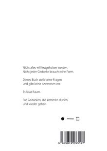 Text: Philosophie über Gedankenfreiheit, enthält ein Barcode und geometrische Symbole: Kreis, Strich, Quadrat.