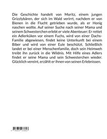 Ein Grizzlybär namens Moritz erlebt Abenteuer im Wald, trifft Tiere, wird beschützt und findet seine Familie wieder.