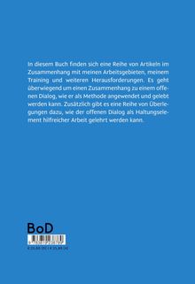 Der Text beschreibt ein Buch über offenen Dialog und die Methode seiner Anwendung in der Arbeit. Unten ist ein Barcode.