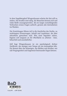 Text beschreibt ein ruhiges, geheimnisvolles Dorf und Untersuchungen, die alte Gewissheiten ins Wanken bringen. Logo: BoD.