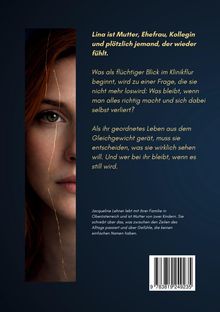 Ein Text beschreibt eine Frau, Lina, die ihr Leben neu definiert. Eine Frauengesicht, zur Hälfte sichtbar, mit feinen goldenen Linien.