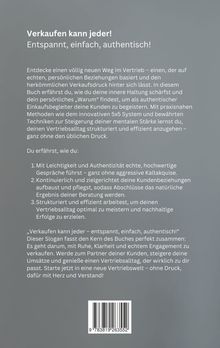 "Verkaufen kann jeder! Entspannt, einfach, authentisch!" Grauer Hintergrund mit weißem Text und einem ISBN-Barcode unten.