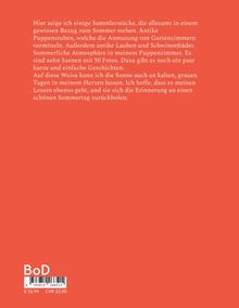 Ein Text über Sammlerstücke mit Sommerbezug: Puppenstuben, Lauben, Bäder; zehn Szenen, 50 Fotos, kurze Geschichten. BoD, €15.99.