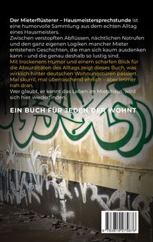 Text über ein Buch, das humorvolle Geschichten aus dem Alltag eines Hausmeisters erzählt. Hintergrund: Graffiti an einer Wand.