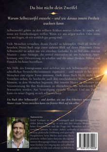 Titel: "Du bist nicht dein Zweifel". Untertitel: "Warum Selbstzweifel entsteht – und wie daraus innere Freiheit wachsen kann". Ein Buch über Selbstzweifel. Unten ein Autorenfoto mit Biografie.