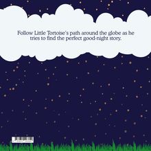 „Follow Little Tortoise's path...“ steht in einer Wolke. Nachthimmel mit Sternen und Gras am Boden.