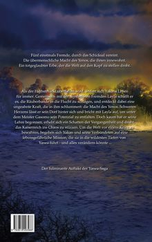 Text über ein episches Abenteuer in Yanea. Hintergrund: mystische Landschaft mit Bäumen und Wasser, Nachtstimmung.