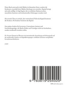 Text über eine Analyse von Märkten und Strukturen; ISBN mit Barcode und Name "a.land" unten links.
