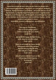 Ein Text beschreibt ein Liederbuch mit christlichen Themen. Enthält Zitate aus Jesaja und Psalmen. Dekorative Umrandung.