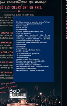 Text über moderne Liebe als Illusion und Konsumware. Hintergrund zeigt eine romantische Café-Szene bei Nacht.