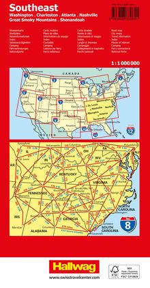 "Southeast, Washington, Charleston, Atlanta, Nashville, Great Smoky Mountains, Shenandoah. Hallwag, www.swisstravelcenter.com."