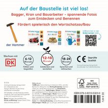 Auf der Baustelle ist viel los! Bagger, Kran und Bauarbeiter – spannende Fotos. Der Hammer. Fördert spielerisch den Wortschatzaufbau.