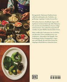 Beschreibung der Tsukemono-Tradition, diverse eingelegte Gerichte, Hände mit Essstäbchen, dekorative Tellerarrangements.