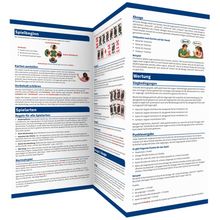 Ein Faltblatt mit Anleitungen für ein Kartenspiel. Überschriften: Spielbeginn, Karten austeilen, Spielarten, Wertung.
