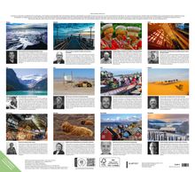 Texte wie "Januar", "Februar", "März" stehen oberhalb von Fotos, die verschiedene Landschaften und Personen zeigen.