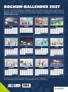 "BOCHUM-BALLENDER 2027" oben, bunte Cartoon-Illustrationen darunter für jeden Monat, Kalender darunter.