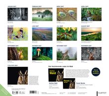 Kalender mit Monatsbildern von Januar bis Dezember 2027, Titel: "Mythos Wald". Tiere und Natur im Wald abgebildet.