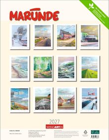 "Der Umwelt zuliebe", "MARÜNDE", "2027", "WEINGARTEN". Eine Sammlung von zwölf humorvollen Illustrationen.