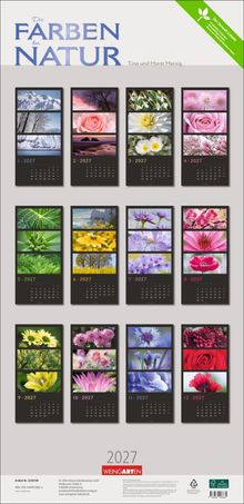 "Die Farben der Natur", Tina und Horst Herzig, Kalender 2027, Monatsübersichten mit Naturfotografien von Blumen und Landschaften.