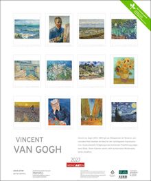"Vincent van Gogh 2027" und "WEINGARTEN". Zwölf Gemälde, darunter "Selbstbildnis" und "Sternennacht". Texte zur Bedeutung Van Goghs.