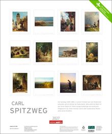 Kalender mit zwölf Gemälden von Carl Spitzweg. Kurze Beschreibung seines Schaffens. Jahr 2027. Markenname Weingarten.