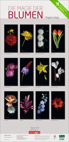 Die Magie der Blumen, Magda Indigo. Cover mit 12 Blumenfotos, jede für einen Monat von Januar bis Dezember. 2027. Weingarten.