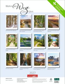 „Wohin der Weg uns führt“; zwölf Landschaftsbilder mit Ortsangaben wie Holt Country Park, Dünenlandschaft Norderney.
