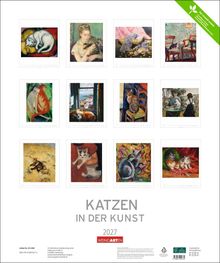 "KATZEN IN DER KUNST 2027" oben 12 Kunstwerke, jeweils mit Katzenmotiven; unten "WEINGARTEN".