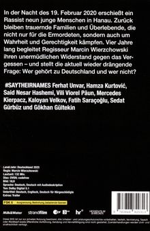 Text über Ereignis am 19. Februar 2020 in Hanau, Nennung der Namen der Opfer, Details zur DVD.