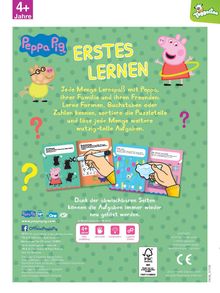 „Erstes Lernen“ mit Peppa Pig für Kinder ab 4 Jahren. Lernspaß mit Formen, Zahlen, Puzzles und abwischbaren Seiten.