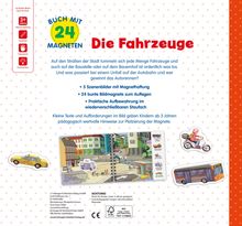 "Buch mit 24 Magneten: Die Fahrzeuge. Szenenbilder, Bildmagnete, Aufbewahrung. Fördert Kreativität und Konzentration."