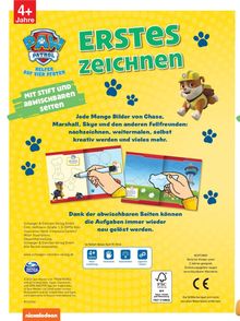 ERSTES zeichnen. Mit Stift und abwischbaren Seiten. Illustration mit Paw Patrol-Charakteren. Ab 4+ Jahre.