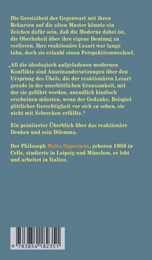 Ein Text in gelber Schrift auf blauem Hintergrund beschreibt philosophische Gedanken und erwähnt Malte Opperman.