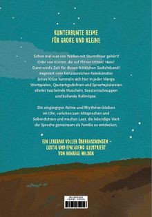 "KUNTERBUNTE REIME FÜR GROßE UND KLEINE" steht oben in gelber Schrift. Im Hintergrund sind Berge unter einem blauen Himmel.