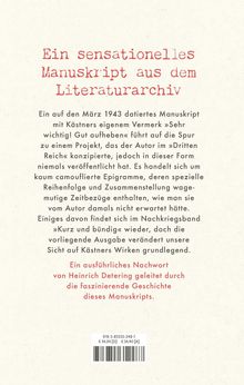 Ein sensationelles Manuskript aus dem Literaturarchiv. Ein datiertes Manuskript mit Kästners Vermerk "Sehr wichtig!"