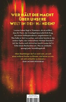 Oben gelber Text: "WER HÄLT DIE MACHT ÜBER UNSERE WELT IN DEN HÄNDEN?" Darunter eine dunkle, feurige Hintergrund-Illustration.