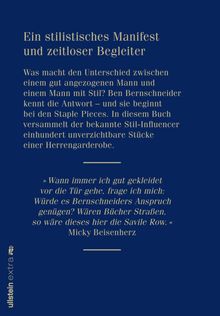 Ein stilistisches Manifest über Herrenmode. Stil-Influencer Bernschneider führt durch unverzichtbare Garderobenstücke. Zitat von Micky Beisenherz. Links unten "ullstein extra" als Logo.