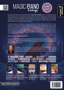 Titel: MAGIC PIANO Feelings. QR-Codes für Hörbeispiele. Diverse Pianobuchtitel sind dargestellt. Autor: Elmar Mihm.