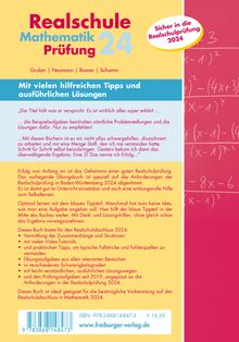 Helmut Gruber: Realschule Mathematik-Prüfung 2024 Originalaufgaben Mathe gut erklärt Baden-Württemberg, Buch