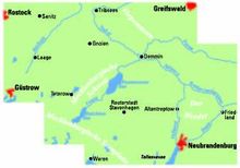 ADFC-Regionalkarte Mecklenburgische Schweiz Vorpommersche Seenplatte 1:75.000, Karten