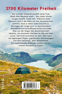 "2700 Kilometer Freiheit" in roter Schrift. Text beschreibt eine Reise durch Norwegen. Unten: Zelt in einer bergigen Landschaft.