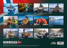 Kalender mit Bildern von Anglern und Fischen. Überschrift: "NORWEGEN – DAS MAGAZIN FÜR ANGLER UND MEER".