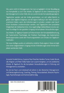 Text beschreibt ein Arbeits- und Tagebuch für Management, basierend auf Komplexitätsforschung und Psychologie. Autoren werden genannt.