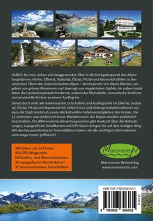 304 Seiten, 223 Fotos, 350 GPS-Wegpunkte, 18 Karten. Bilder von Alpenlandschaften und ein grünes, ovales Logo: Maremont.