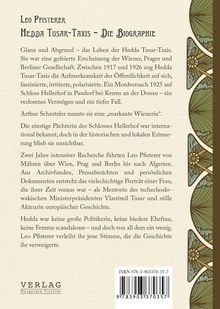 Text: "Leo Pfisterer - Hedda Tusar-Taxis - Die Biographie. Glanz und Abgrund... stille Akteurin europäischer Geschichte."

Rechts florales Muster.