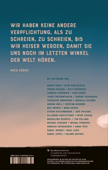 Text mit Zitat von Paco Cerdà. Liste von Beitragenden. Unten Logo des Bundesministeriums. Hintergrund in Blau- und Brauntönen.